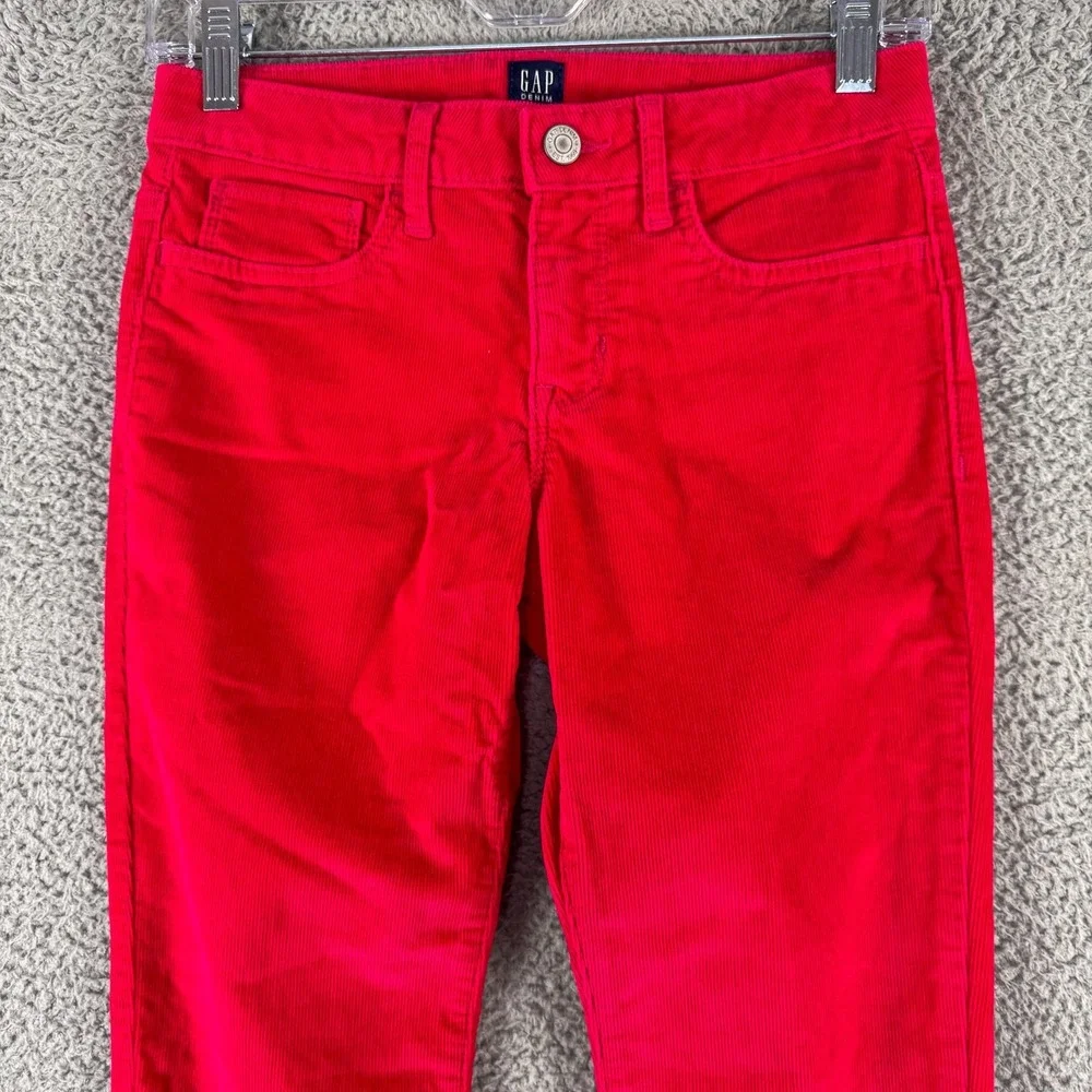 Gap Stretch Jegging Pants Girls 14‎ Regular Red Corduroy Skinny Mid Rise Denim